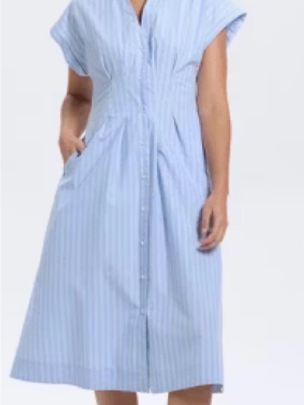 Ava & Viv Light Blue Striped Button-Front Midi Dress